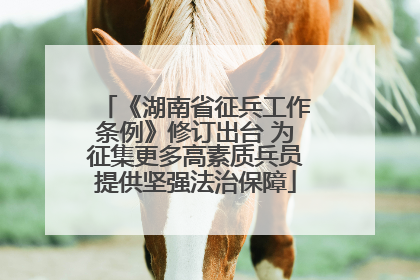 《湖南省征兵工作条例》修订出台 为征集更多高素质兵员提供坚强法治保障