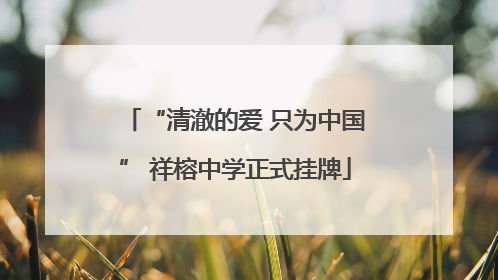 “清澈的爱 只为中国” 祥榕中学正式挂牌