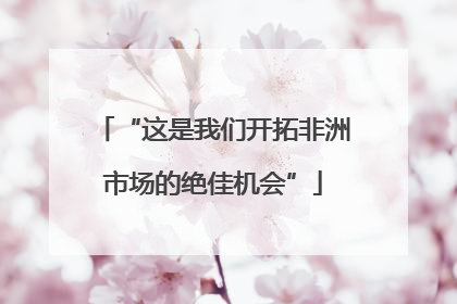 “这是我们开拓非洲市场的绝佳机会”