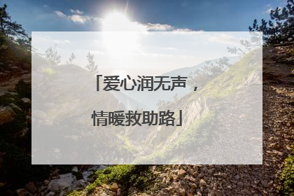 爱心润无声，情暖救助路
