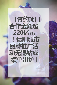签约项目合作金额超220亿元！德阳城市品牌推广活动无锡站成绩单出炉