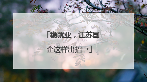 稳就业，江苏国企这样出招→