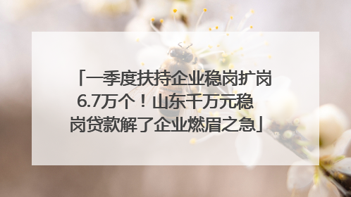一季度扶持企业稳岗扩岗6.7万个！山东千万元稳岗贷款解了企业燃眉之急
