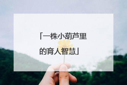 一株小葫芦里的育人智慧