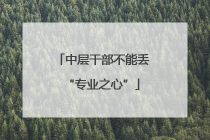 中层干部不能丢“专业之心”
