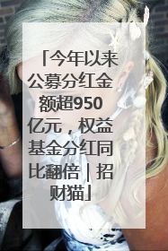 今年以来公募分红金额超950亿元，权益基金分红同比翻倍｜招财猫