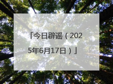 今日辟谣（2025年6月17日）