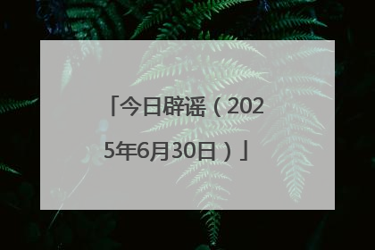 今日辟谣（2025年6月30日）