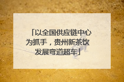以全国供应链中心为抓手，贵州新茶饮发展弯道超车