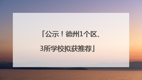 公示！德州1个区、3所学校拟获推荐