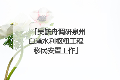 吴毓舟调研泉州白濑水利枢纽工程移民安置工作