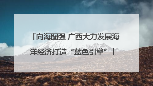 向海图强 广西大力发展海洋经济打造“蓝色引擎”