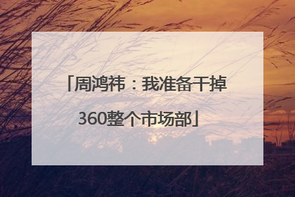 周鸿祎：我准备干掉360整个市场部