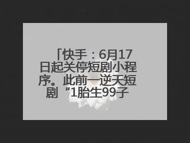 快手：6月17日起关停短剧小程序。此前一逆天短剧“1胎生99子”被全网下架