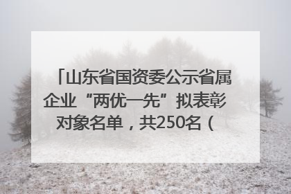 山东省国资委公示省属企业“两优一先”拟表彰对象名单，共250名（个）党员和党组织