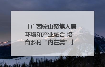 广西蒙山聚焦人居环境和产业融合 培育乡村“内在美”