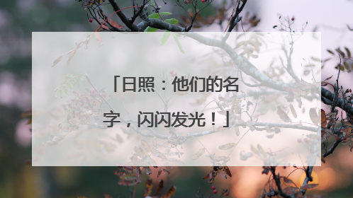 日照：他们的名字，闪闪发光！
