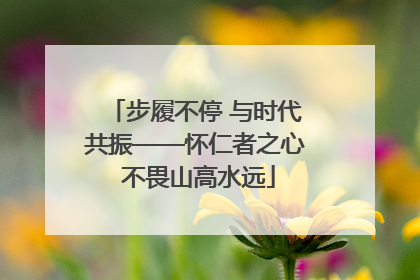 步履不停 与时代共振——怀仁者之心 不畏山高水远