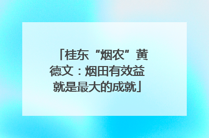 桂东“烟农”黄德文：烟田有效益就是最大的成就