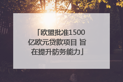 欧盟批准1500亿欧元贷款项目 旨在提升防务能力