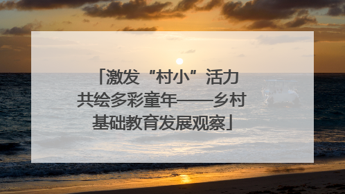 激发“村小”活力 共绘多彩童年——乡村基础教育发展观察