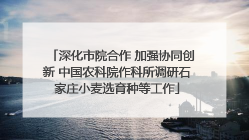 深化市院合作 加强协同创新 中国农科院作科所调研石家庄小麦选育种等工作
