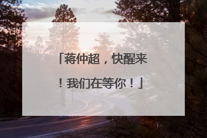 蒋仲超，快醒来！我们在等你！