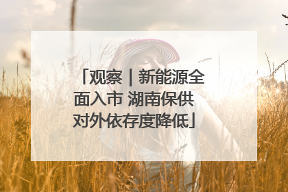 观察｜新能源全面入市 湖南保供对外依存度降低