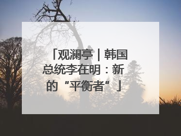 观澜亭｜韩国总统李在明：新的“平衡者”