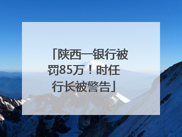 陕西一银行被罚85万！时任行长被警告