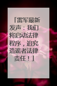 雷军最新发声：我们将启动法律程序，追究造谣者法律责任！