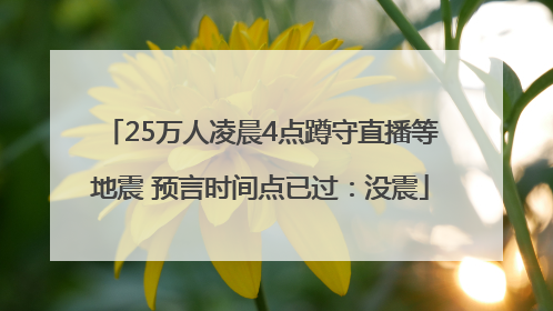 25万人凌晨4点蹲守直播等地震 预言时间点已过：没震