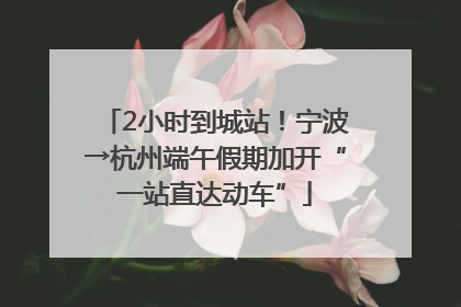 2小时到城站！宁波→杭州端午假期加开“一站直达动车”